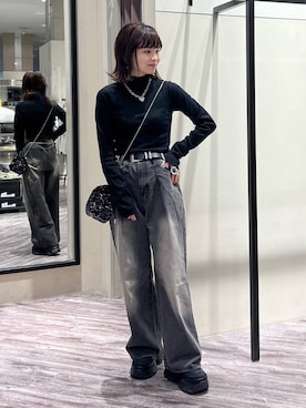 「JEANASIS（ジーナシス）のランダムアウトソールスニーカー/968688（スニーカー）」を使った、さ や こさん（レディース・154cm）の冬コーディネート