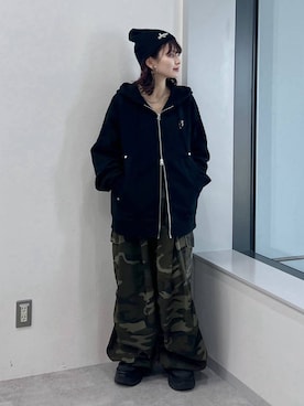 「JEANASIS（ジーナシス）のランダムアウトソールスニーカー/968688（スニーカー）」を使った、さ や こさん（レディース・154cm）の冬コーディネート