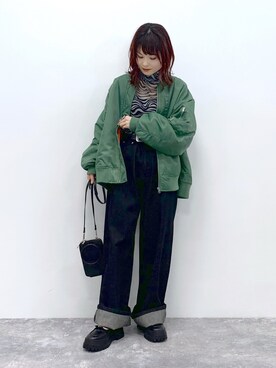 「ミニショルダー」｜「アイテム（MA-1）」を使った、さ や こさん（レディース・154cm）の夏コーディネート