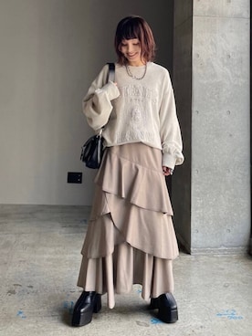 「シンフルコーデ」｜「アイテム（スウェット）」を使った、さ や こさん（レディース・155cm）の秋コーディネート