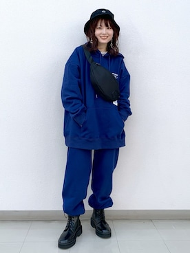 「PBLIM（ページボーイリム）のPAGEBOYLIM/ロゴ刺繍バケットハット2（ハット）」を使った、さ や こさん（レディース・154cm）の秋コーディネート