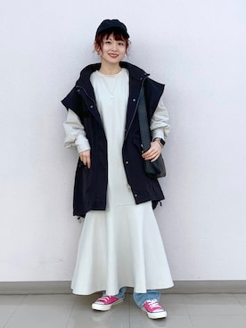「JEANASIS（ジーナシス）のアイテム（ミリタリージャケット）」を使った、さ や こさん（レディース・154cm）の春コーディネート