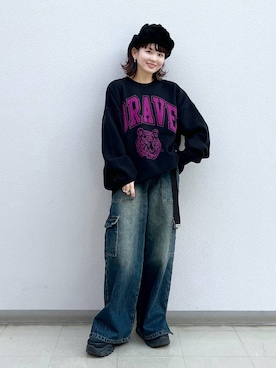 「LEPSIM（レプシィム）のアイテム（イヤリング）」を使った、さ や こさん（レディース・154cm）の冬コーディネート