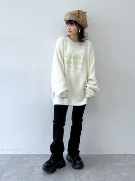 「PAGEBOY（ページボーイ）のリップスキニーデニム（デニムパンツ）」を使った、さ や こさん（レディース・154cm）の秋コーディネート