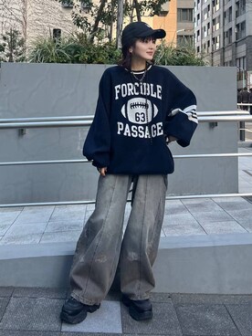 「JEANASIS（ジーナシス）のランダムアウトソールスニーカー/968688（スニーカー）」を使った、さ や こさん（レディース・154cm）の春コーディネート