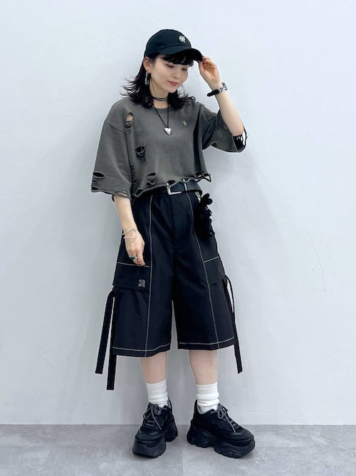 UNISEX/3サイズ展開】プレートダメージミニウラケトップス（T