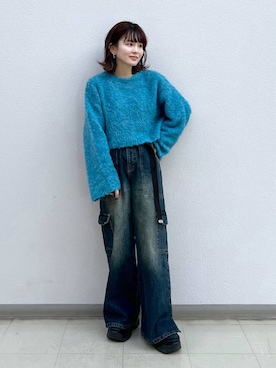 「LEPSIM（レプシィム）のアイテム（イヤリング）」を使った、さ や こさん（レディース・154cm）の冬コーディネート