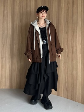 「アイテム（ブルゾン）」を使った、さ や こさん（レディース・154cm）の秋コーディネート