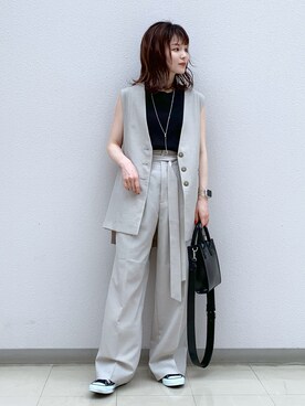 「ごきげんウィーク」｜「アイテム（その他アウター）」を使った、さ や こさん（レディース・154cm）の春コーディネート