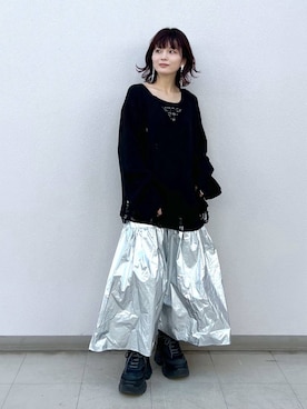 「JEANASIS（ジーナシス）のランダムアウトソールスニーカー/968688（スニーカー）」を使った、さ や こさん（レディース・154cm）の冬コーディネート