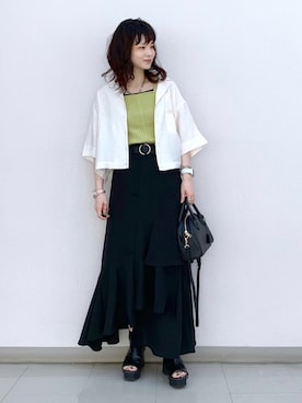 「PAGEBOY（ページボーイ）のリングベルト（ベルト）」を使った、さ や こさん（レディース・154cm）の夏コーディネート