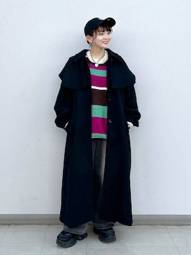 「PAGEBOY（ページボーイ）のアイテム（チェスターコート）」を使った、さ や こさん（レディース・154cm）の冬コーディネート