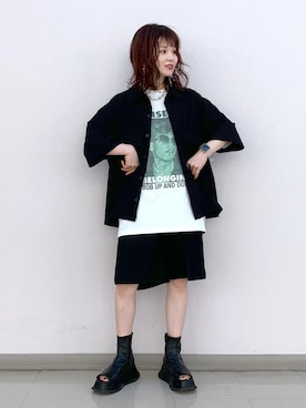 「JEANASIS（ジーナシス）のアイテム（スリッポン）」を使った、さ や こさん（レディース・154cm）の春コーディネート