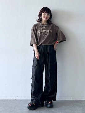 「アイテム（カーゴパンツ）」を使った、さ や こさん（レディース・154cm）の秋コーディネート
