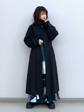 「EMODA」｜「アイテム（トレンチコート）」を使った、さ や こさん（レディース・154cm）の冬コーディネート