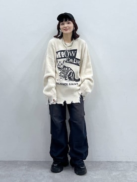 さ や こさんの「パールタレンネックレス　249411」を使ったコーディネート