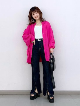 「HARE（ハレ）のアイテム（イヤリング）」を使った、さ や こさん（レディース・154cm）の春コーディネート