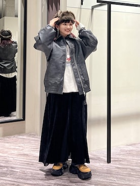 「ソフトエレガント_PAGEBOY」｜「アイテム（ブルゾン）」を使った、さ や こさん（レディース・154cm）の秋コーディネート