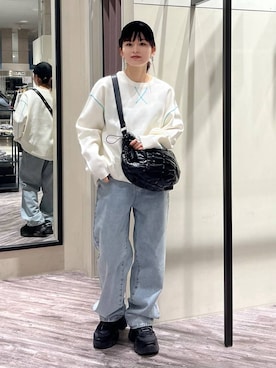 「JEANASIS（ジーナシス）のランダムアウトソールスニーカー/968688（スニーカー）」を使った、さ や こさん（レディース・154cm）の冬コーディネート