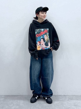 「アイテム（パーカー）」を使った、さ や こさん（レディース・154cm）の冬コーディネート