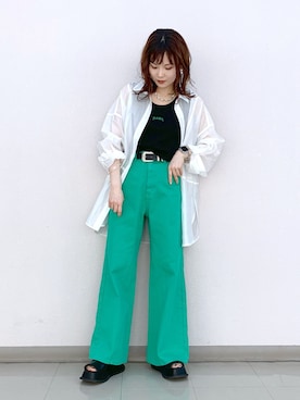 「JEANASIS（ジーナシス）のアイテム（スリッポン）」を使った、さ や こさん（レディース・154cm）の夏コーディネート