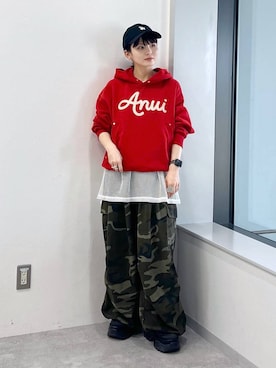 「アイテム（アクセサリー、グレー系）」を使った、さ や こさん（レディース・154cm）の冬コーディネート