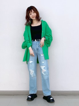 「JEANASIS（ジーナシス）のアイテム（スリッポン）」を使った、さ や こさん（レディース・154cm）の春コーディネート