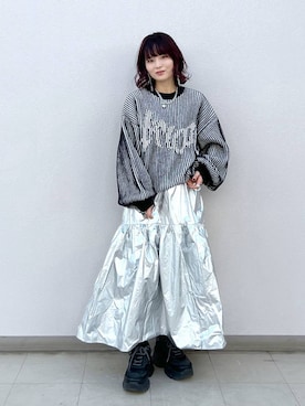 「JEANASIS（ジーナシス）のランダムアウトソールスニーカー/968688（スニーカー）」を使った、さ や こさん（レディース・154cm）の冬コーディネート