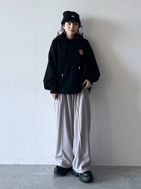 「アイテム（パーカー）」を使った、さ や こさん（レディース・154cm）の夏コーディネート