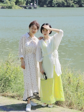 「LOWRYS FARM（ローリーズファーム）のアイテム（シャツ/ブラウス、ホワイト系）」を使った、zoeeeさん（レディース・155cm）の秋コーディネート