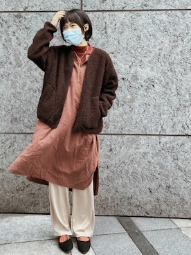 「GU（ジーユー）のアイテム（ブルゾン、ブラウン系）」を使った、zoeeeさん（レディース・155cm）の秋コーディネート
