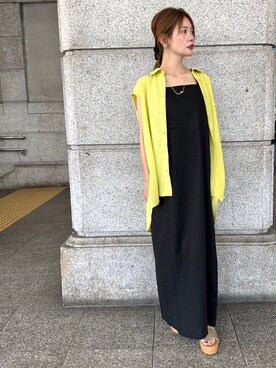 「Te chichi（テチチ）のレーヨンリネンキャミワンピース（ワンピース）」を使った、Rieさん（レディース・150cm）の夏コーディネート