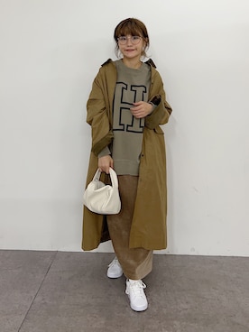 「PUAL CE CIN（ピュアルセシン）のアイテム（ステンカラーコート）」を使った、norico さん（レディース・160cm）の秋コーディネート