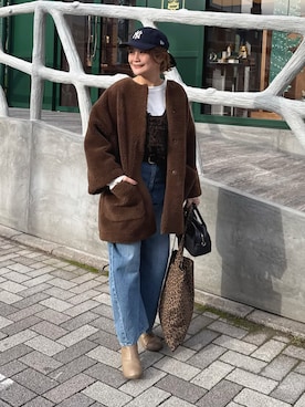 「アイテム（ノーカラーコート）」を使った、norico さん（レディース・160cm）の秋コーディネート