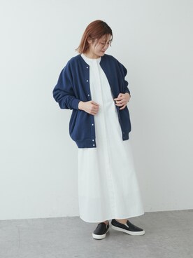 「ワンピース×スニーカー」｜「アイテム（ブルゾン）」を使った、norico さん（レディース・160cm）の冬コーディネート