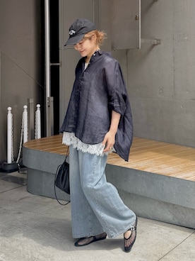 「PUAL CE CIN（ピュアルセシン）のアイテム（トップス）」を使った、norico さん（レディース・160cm）の春コーディネート