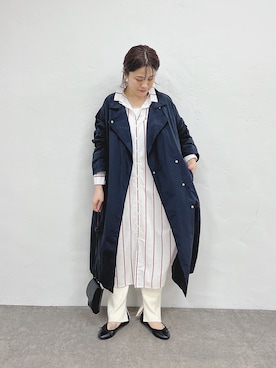 「ストライプワンピース」｜「アイテム（その他アウター）」を使った、norico さん（レディース・160cm）の春コーディネート