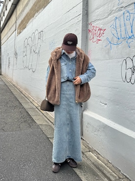 「アイテム（デニムスカート）」を使った、ry𓅯さん（レディース・162cm）の秋コーディネート