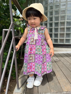 「handmade」｜「アイテム（帽子）」を使った、hanamaruさん（キッズ・80cm）の夏コーディネート