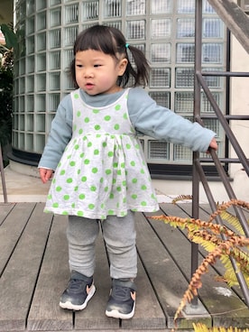 「F.O.KIDS（エフオーキッズ）のアイテム（ワンピース/ドレス）」を使った、hanamaruさん（キッズ・80cm）の春コーディネート