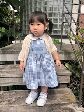 「チェック柄に恋してる」｜「アイテム（レッグウェア）」を使った、hanamaruさん（キッズ・80cm）の春コーディネート