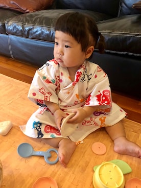 「handmade」｜「アイテム（浴衣）」を使った、hanamaruさん（キッズ・70cm）の夏コーディネート