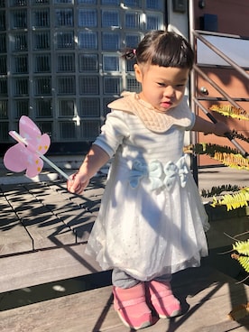 「3can4on（サンカンシオン）のアイテム」を使った、hanamaruさん（キッズ・80cm）の冬コーディネート