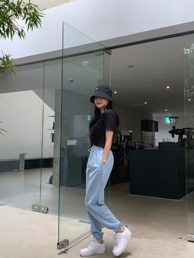 「アイテム（Tシャツ/カットソー、ブラック系）」を使った、envylookさん（レディース・165cm）の夏コーディネート