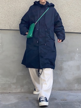 「大学生」｜「アイテム（モッズコート）」を使った、Tenshinさん（メンズ・172cm）の冬コーディネート