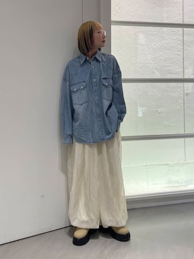 「KBF（ケイビーエフ）のサボベルトサンダル（サンダル）」を使った、namuさん（レディース・156cm）の冬コーディネート