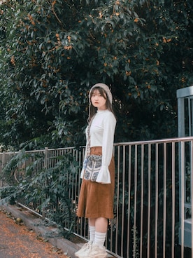 「AURALEE（オーラリー）のアイテム」を使った、梅田桃代さん（レディース・158cm）の秋コーディネート