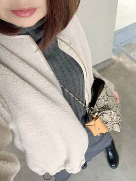 「LEPSIM（レプシィム）のアイテム（ノーカラーコート）」を使った、rii ＿❤︎さん（レディース・165cm）の冬コーディネート