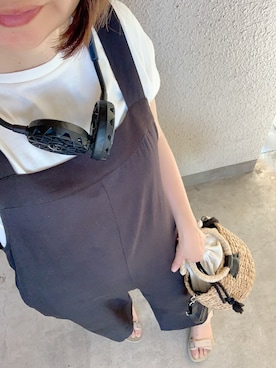 「通勤コーデ」｜「アイテム（サロペット/オーバーオール）」を使った、rii ＿❤︎さん（レディース・166cm）の夏コーディネート