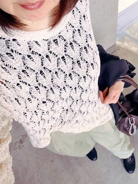「LEPSIM（レプシィム）のアイテム（ニット/セーター、ホワイト系）」を使った、rii ＿❤︎さん（レディース・166cm）の春コーディネート